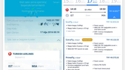 THY ile 8 yıl önce Miami’ye uçmanın bedeli 1622 liraydı