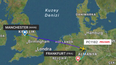 Pegasus Havayolları’nın Manchester İstanbul Sabiha Gökçen uçuşunu yapan Airbus 321