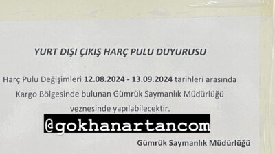 Türkiye Cumhuriyeti Pasaportu ile yurt dışına çıkış yapan yolculardan çıkış