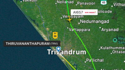 Hindistan'ın Mumbai Chhatrapati Shivaji Havalimanı'ndan Trivandrum Havalimanı'na giden bir Air
