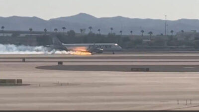 ABD’de Las Vegas Harry Reid Havalimanı’na inen Frontier Airlines’e ait