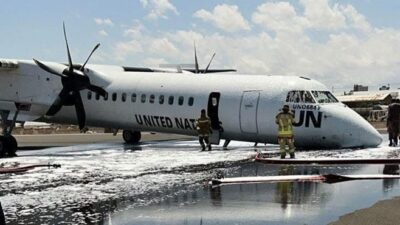 İçinde 22 personelin bulunduğu Birleşmiş Milletler'e ait bir uçağın iniş
