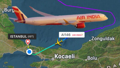 Air India’nın Londra-Goa seferini yapan Boeing 787-8 Dreamliner tipi uçağı