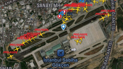 Pegasus’un Bakü’ye gidecek uçağı kalkış için piste doğru ilerlerken bir