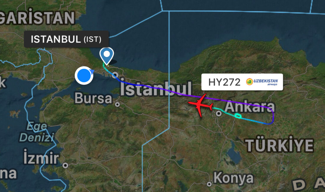 Özbekistan Havayolları’nın bugün İstanbul Taşkent uçuşunu yapan Boeing 767 tipi