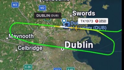 THY’nin Airbus 321 tipi yolcu uçağı İrlanda’nın başkenti Dublin’e inişi