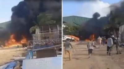 Somali'nin başkenti Mogadişu'da bir Uganda askeri helikopteri sert inişin ardından