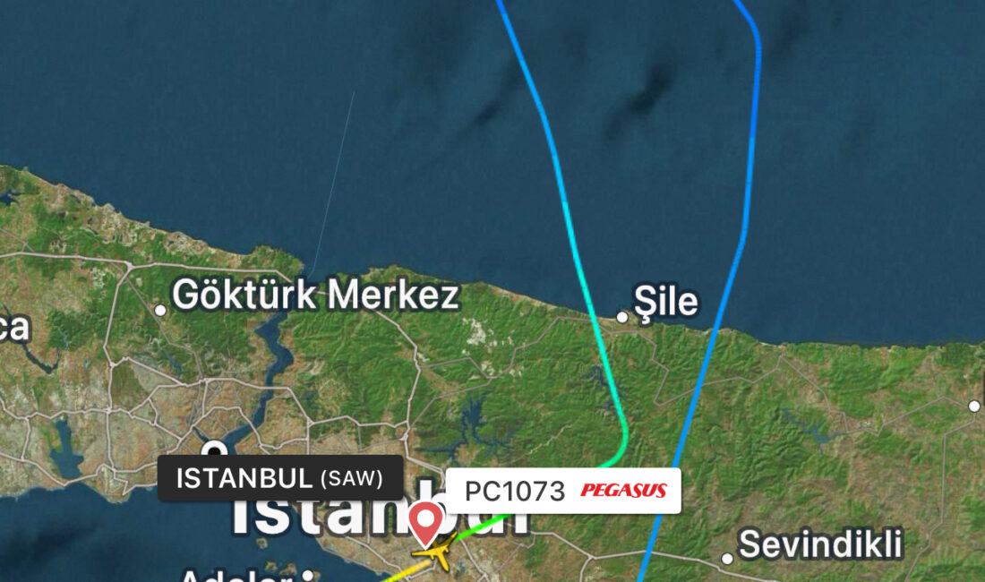 Pegasus’un bugün saat 13:02’de Sabiha Gökçen’den Kopenhag’a havalanan PC1073 sefer