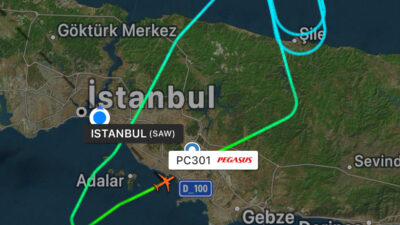 Pegasus uçağı teknik arıza nedeniyle  geri döndü

