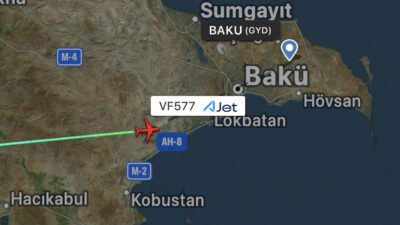 Ajet’in bugün Ankara-Bakü uçuşunu yapan VF577 sefer sayılı Boeing 737