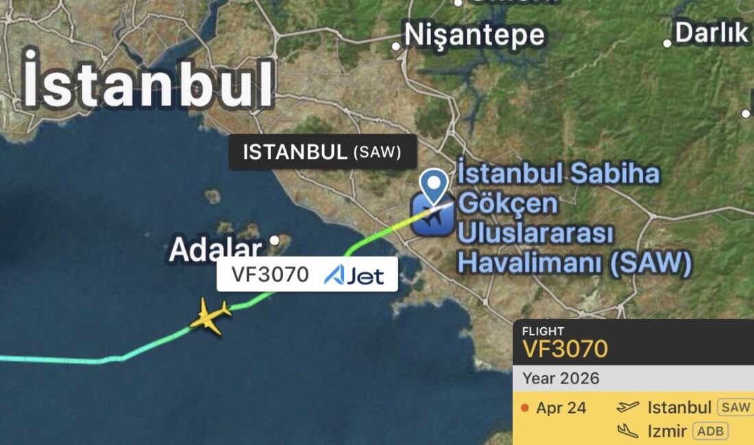 İstanbul Sabiha Gökçen Havalimanı’ndan bugün saat 15.00’te İzmir’e hareket etmesi