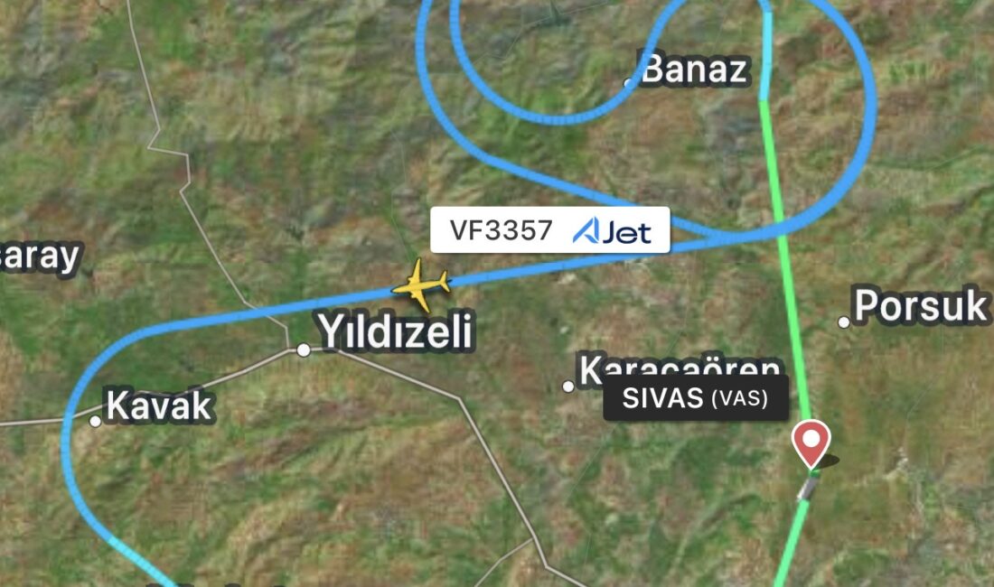 AJet uçağı Sivas’a geri döndü Sivas’tan bugün İstanbul Sabiha Gökçen’e gelmek üzere saat 16:40’da havalanan