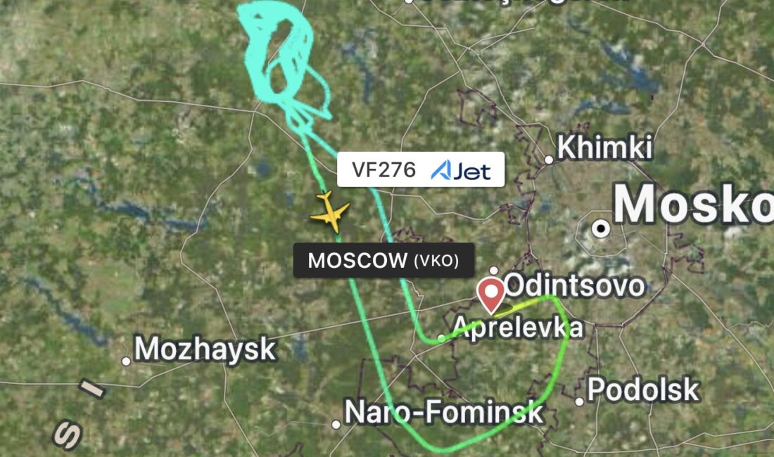 AJet uçağı Flightradar24’e göre geri döndü AJet’in Moskova Sabiha Gökçen uçağı, Flightradar24’a göre 2 saat 12