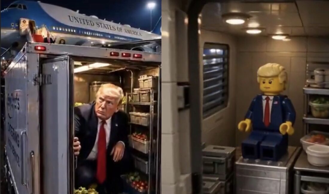 Trump sosyal medyada Al videolarıyla dalga konusu oldu İkram aracına binerek gizlice uçak değişimi yapan Trump, sosyal medyada