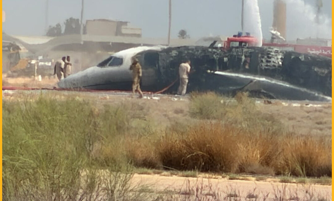 Türk iş jeti Libya’da pistten çıkarak alev aldı Libya Medyası: Türk İş Jeti Havalimanına Zorunlu İniş Sırasında Motorlarından