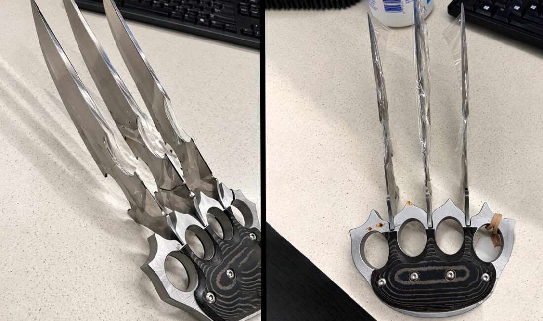 Görevliler X-Ray’de görünce dondu kaldı Görevliler X-Ray’de görünce dondu kaldı: ‘Wolverine’ tarzı pençe bıçaklarıyla uçağa